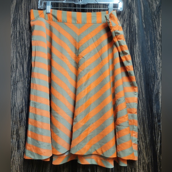 Striped Orange and Gray Women's Skirt - Picture 1 of 5